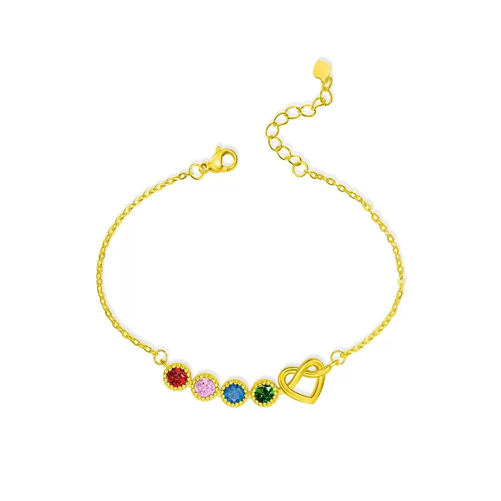 Birthstone Heart Bracelet Sterling Silver