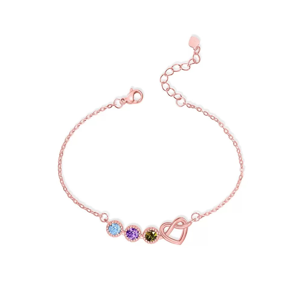 Birthstone Heart Bracelet Sterling Silver