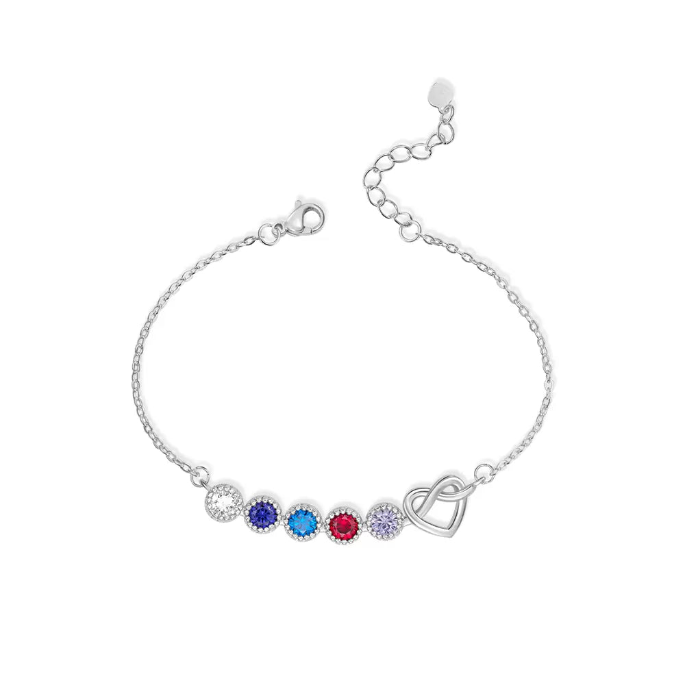 Birthstone Heart Bracelet Sterling Silver