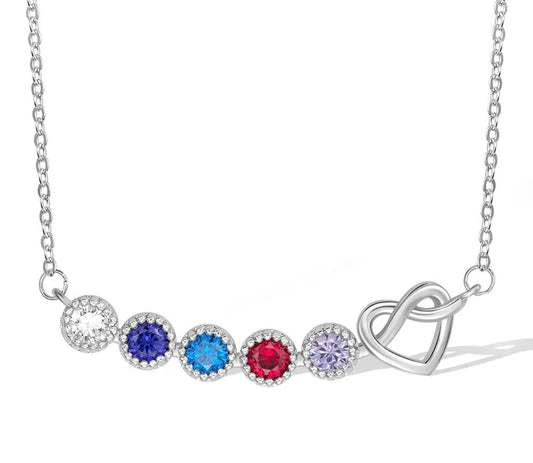 Birthstone Heart Necklace Sterling Silver