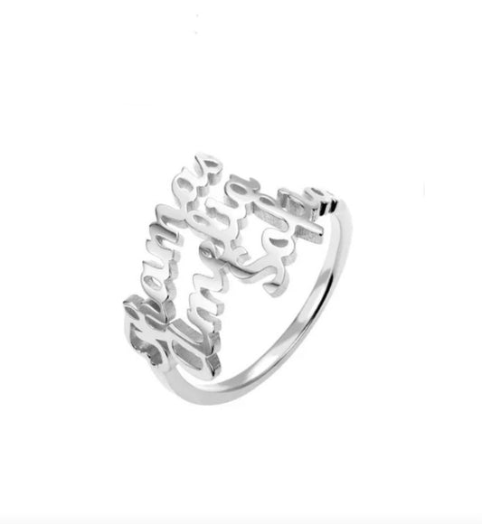 Triple Name Ring in .925 Sterling Silver