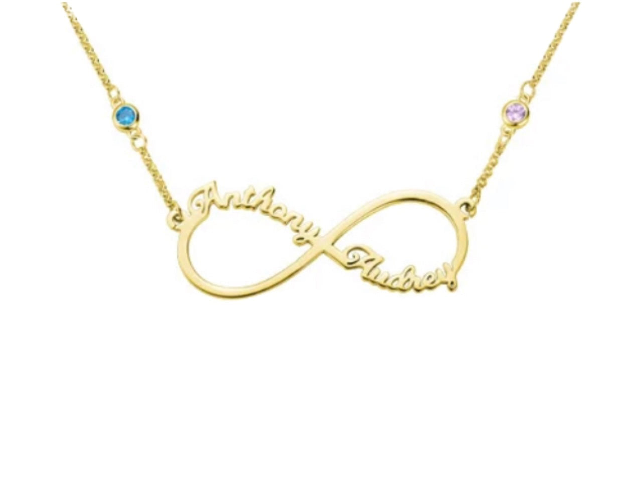 Infinity Multi Name Birthstone Necklace