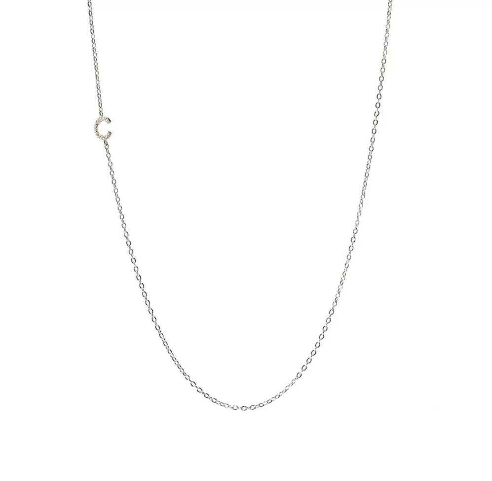 Sideway Crystal Initials/Name Necklace 18kt