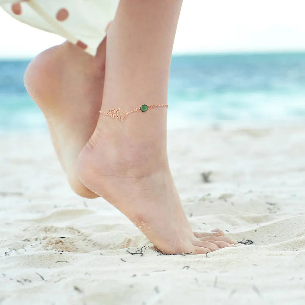 Birth Flower-Birthstone Bracelet/Anklet