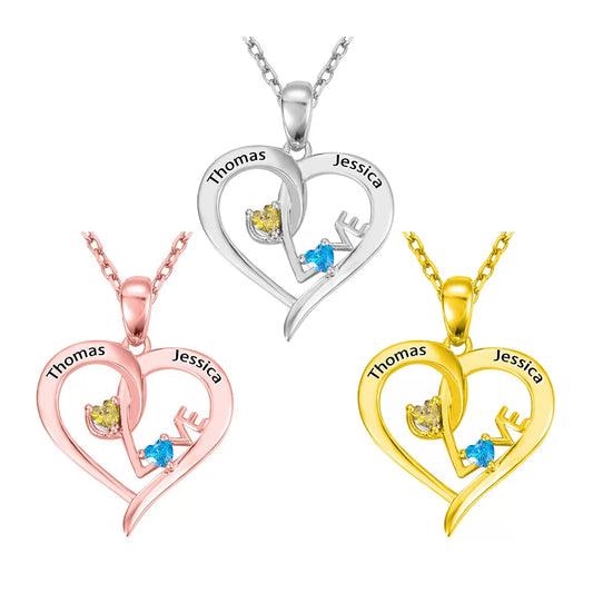 Double Birthstone Heart Necklace