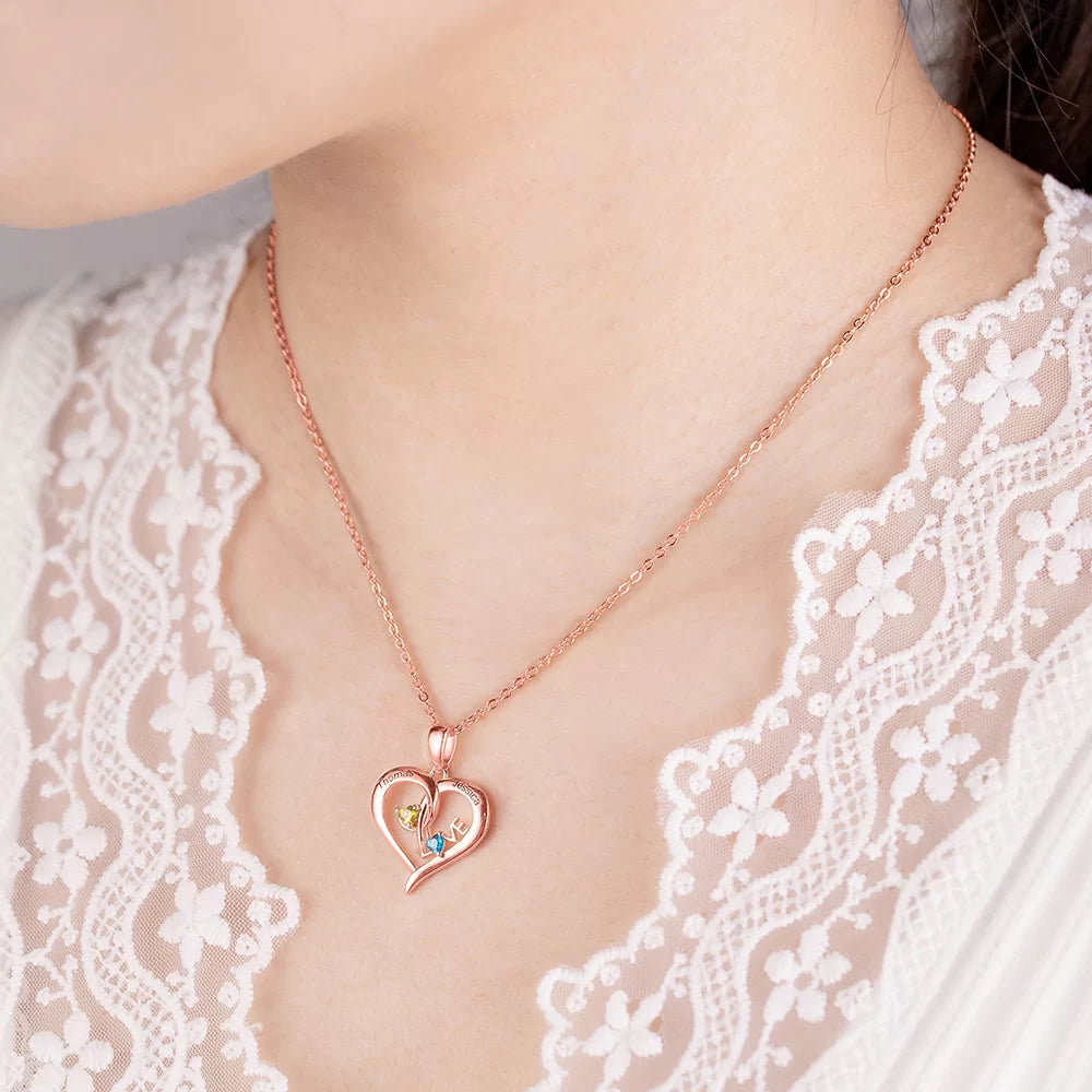 Double Birthstone Heart Necklace