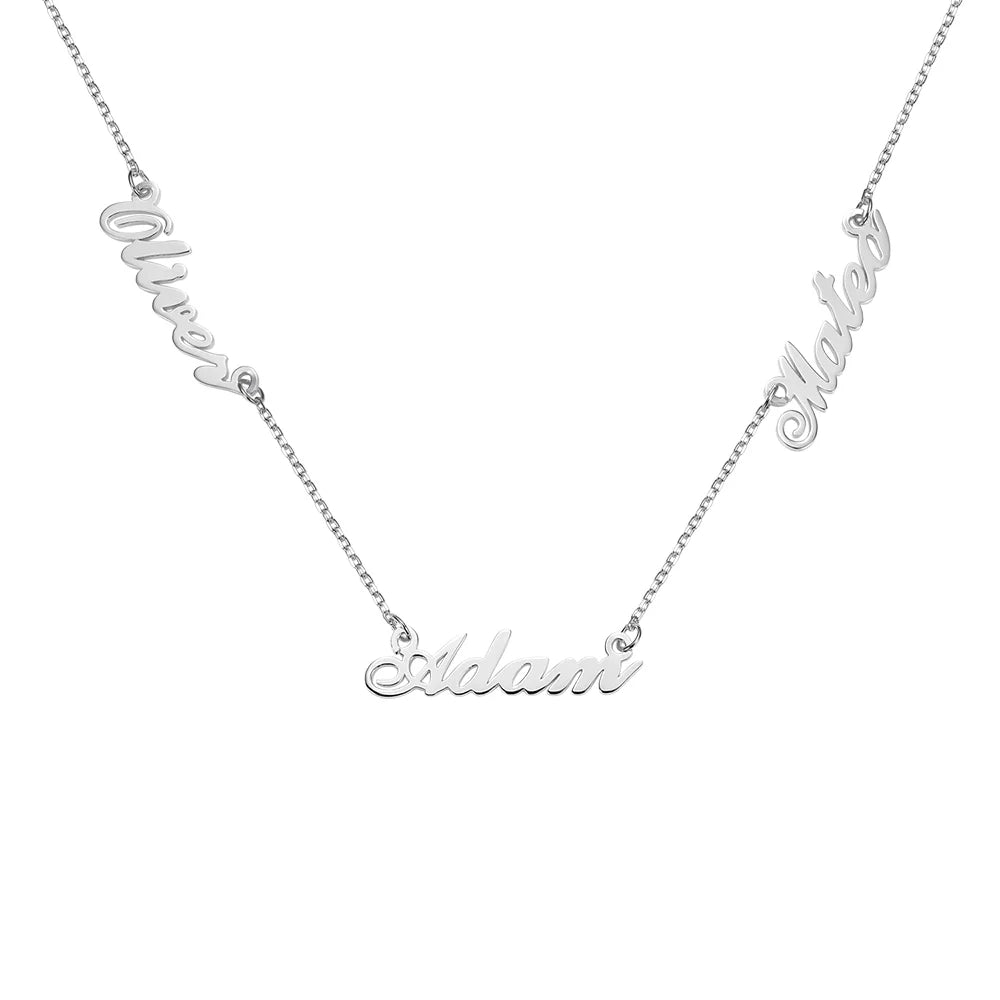 Three Name Necklace Sterling Silver