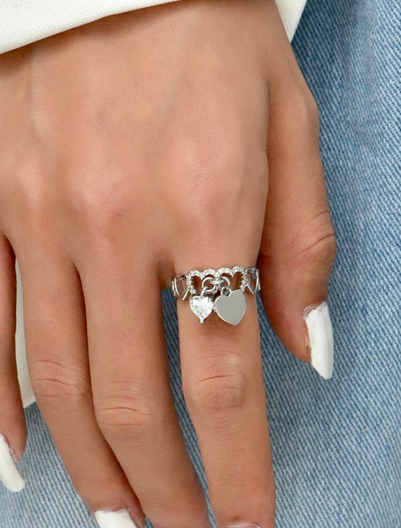 Dangling Double Hearts Ring
