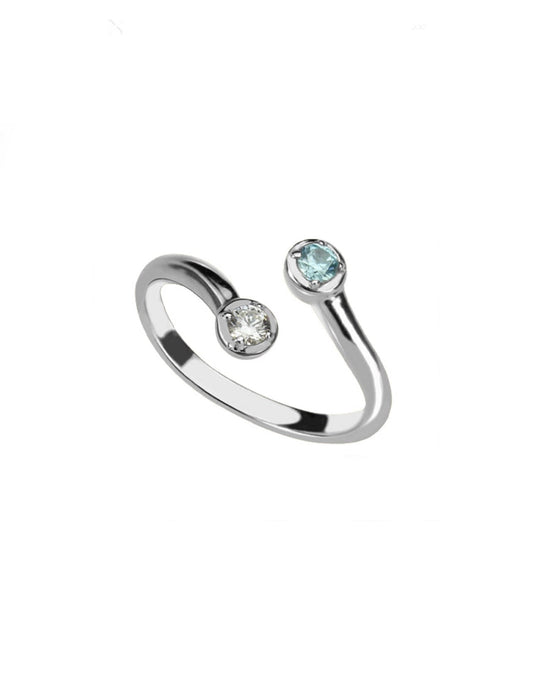 Double Birthstone Ring in .925 Sterling Silver
