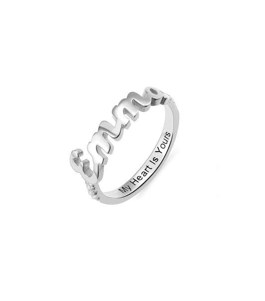 Birthstone Name Ring in .925 Sterling Silver