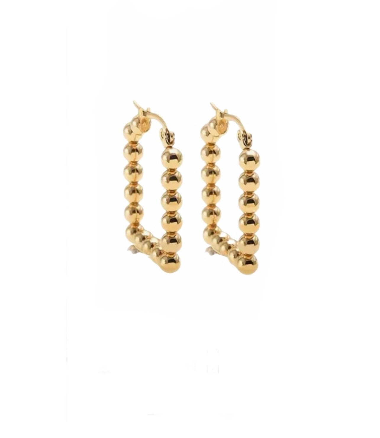 Square Gold Bead Earrings