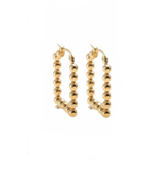 Square Gold Bead Earrings
