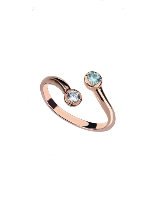 Double Birthstone Ring Rose Gold