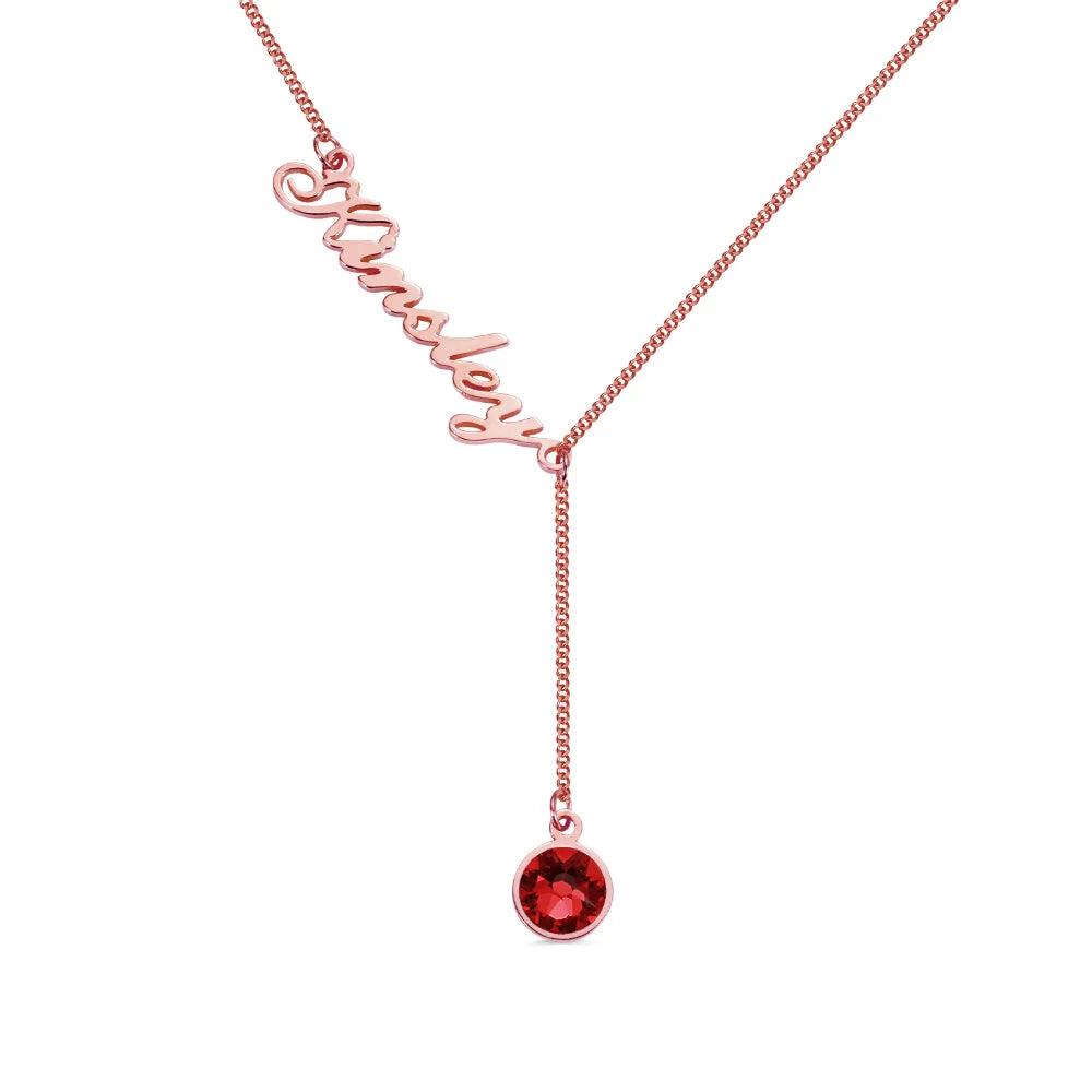 Birthstone Name Necklace in .925 Sterling Silver