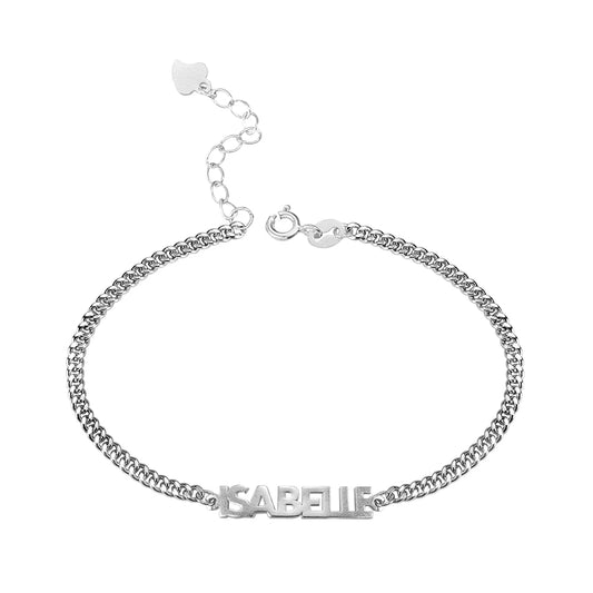 Bold Name Bracelet/Anklet in .925 Sterling Silver
