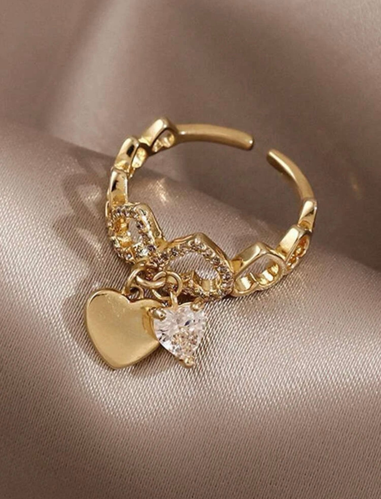 Dangling Double Hearts Ring